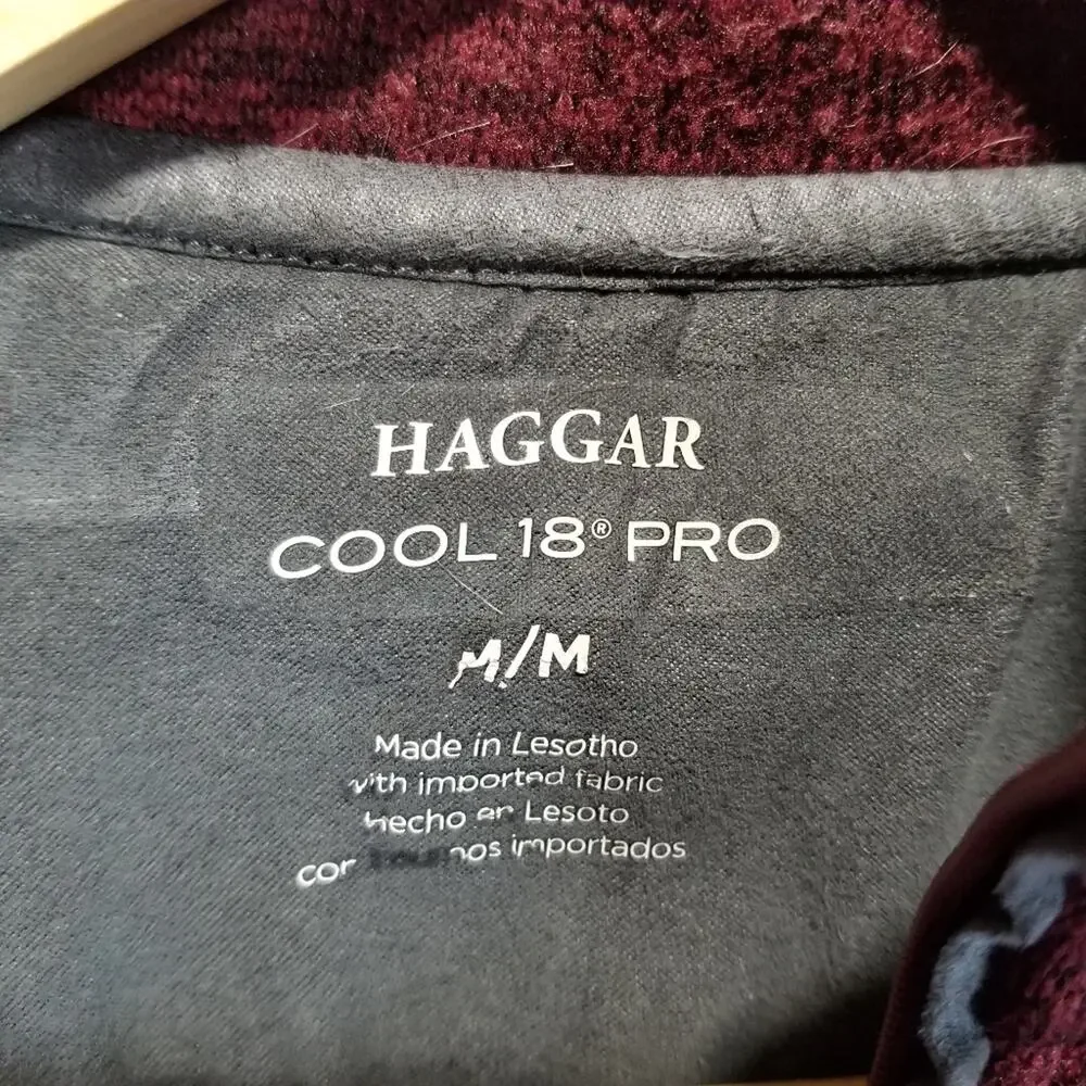 Haggar Sweater Mens Medium Cool 18 Pro 1/4 Zip Pullover Fleece Long Sleeve